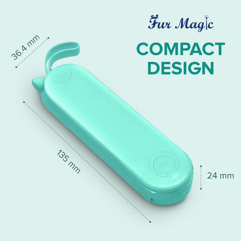 Fur Magic Deshedding and Dematting Comb, 2 Sided Foldable Pet Grooming Brush for Deshedding, Mats and Tangles, Reduce Shedding for Dogs and Cats with Medium and Short Hair, Green - PawsPlanet Australia