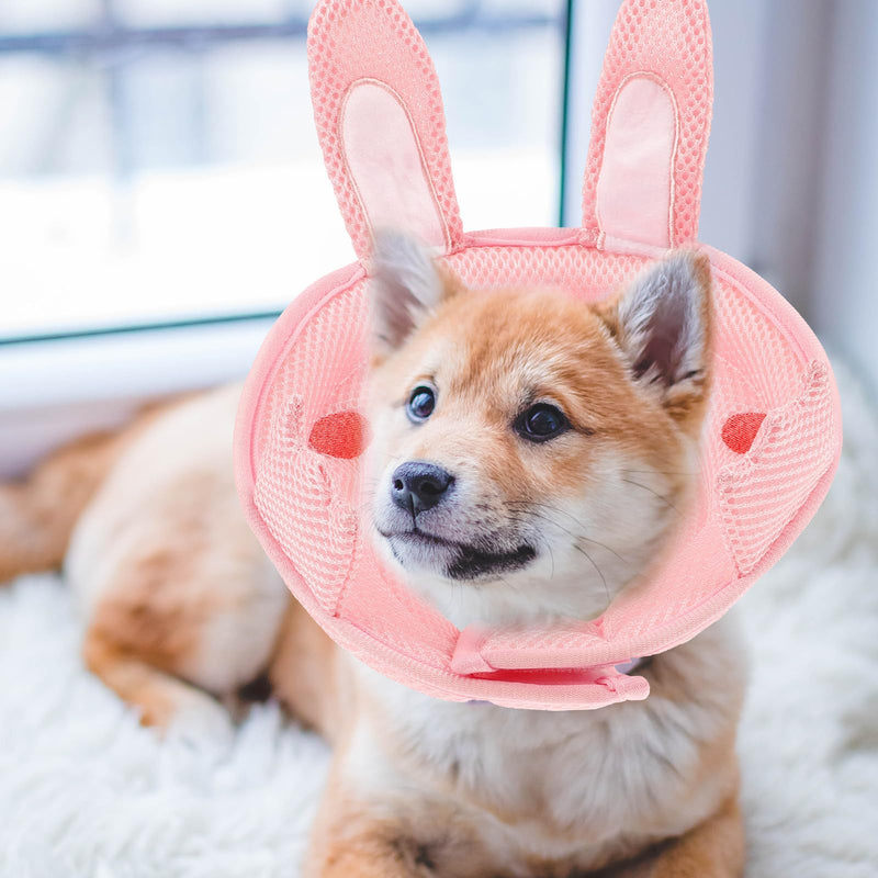 Hemobllo Breathable Comfortable Cat Recovery Collar made of Polyester with Bunny Ears and Prevents Chewing and Licking During Surgery