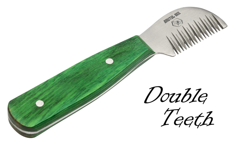 Bee Dog Grooming Coat Stripping Knife Stripper Trimmer Tool Wooded Handle Stripping Knives Set of 5 in Stainless Steel Non-Slip Tools for Grooming Dogs (GREEN) GREEN - PawsPlanet Australia