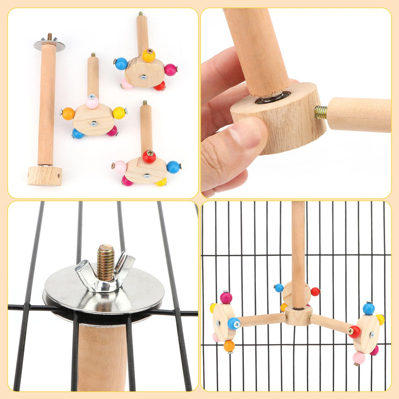 Hypeety Spinning Bird Perch Stand Toy Natural Wood Interactive Exercise Wheel Parrot Perch Toys Bird Rotating Perch for Parrot Parakeets Budgies Lovebirds Finch Conures (3 Stands) 3 Stands - PawsPlanet Australia