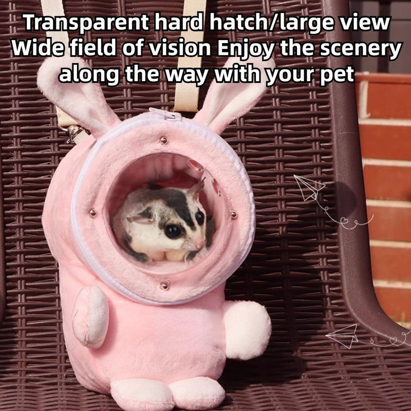 Sugar Glider Bonding Pouch Bonding Pouch Carry for Rat Syrian Hamster Hedgehog Small Pocket Pets, Gerbil Travel Bag Cute Bunny-Shaped Outing Bag with Large Transparent Window (Pink,Small) Pink - PawsPlanet Australia