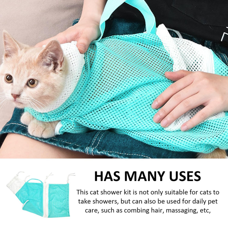 Piece Cat Bath Bag, 1 Piece Massage Brush, Cat Bath Set, Cat Shower Bag, Pet Mesh Shower Bag, Pet Supplies