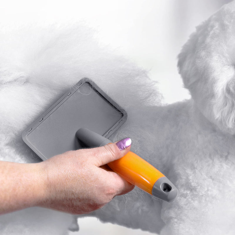 Wahl Large Slicker Brush, Professional Grooming Brush, Pet Brush for Dogs and Cats, Grooming Tools for Pets, Slicker Brushes for Long Short Haired Animals, Gel Handle Brush Large Slicker - Orange Gel - PawsPlanet Australia