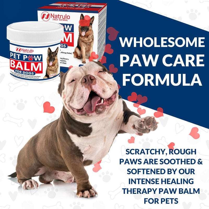 Natrulo Pet Paw Balm for Dog - Natural Healing Ointment for Itchy Paws, Grooming, Allergy Relief, Repair, Pad Protection – Soothing Unscented Shea Butter Moisturizer for Itching, Dryness, Licking 2oz - PawsPlanet Australia