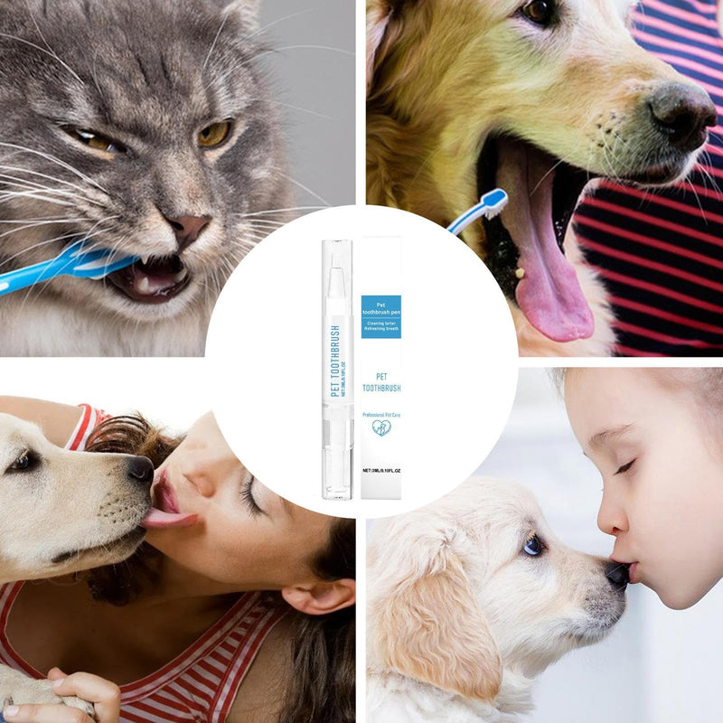 Cat Cleaning Pen, Puppy Tooth Cleaning Pen, Ergonomic Toothbrush Pen for Pets, Mouth Restoration, Whitening Gel, Pet Teeth Cleaning Pen