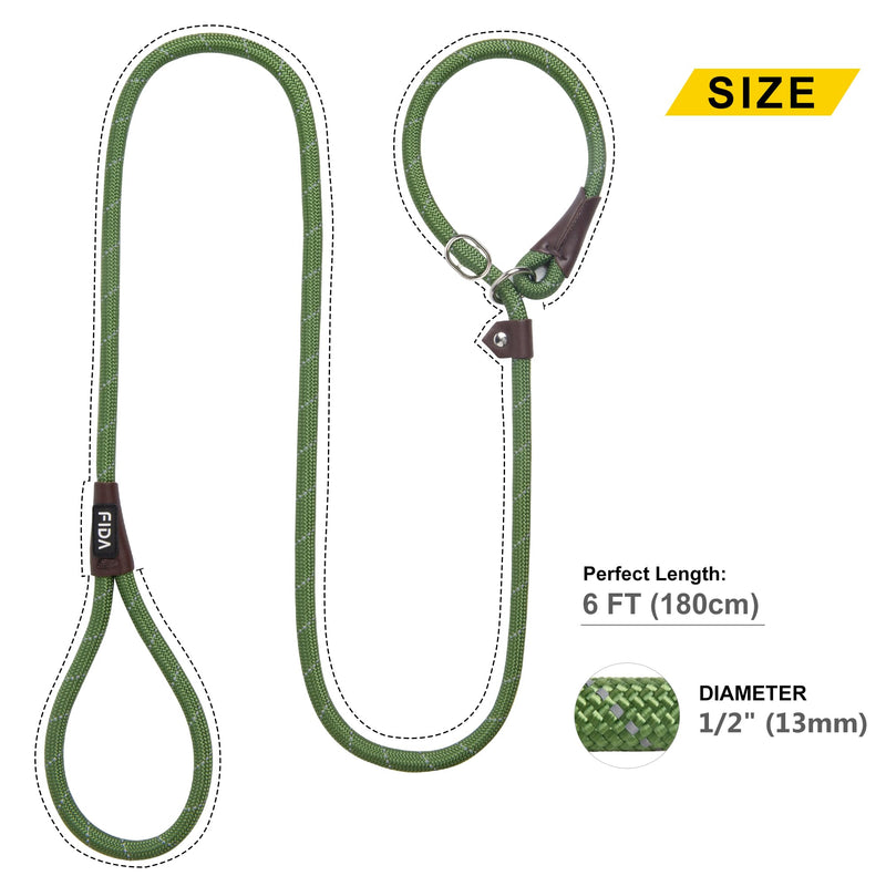 Fida Durable Slip Lead Dog Leash Bulk Pack of 5, Heavy Duty 1/2" x 6 FT Comfortable Strong Rope Slip Lead for Large, Medium & Small Dogs No Pulling Pet Training Leash with Highly Reflective (Mixed) Large(1/2"-6ft-pack of 5) Mixed Color - PawsPlanet Australia