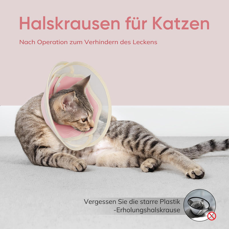 Supet Soft Cat Collar - 2-in-1 Waterproof Design for Post-Surgery Time or Skin Problems, An Alternative to Cat Collar to Prevent Licking (Pink, S) pink