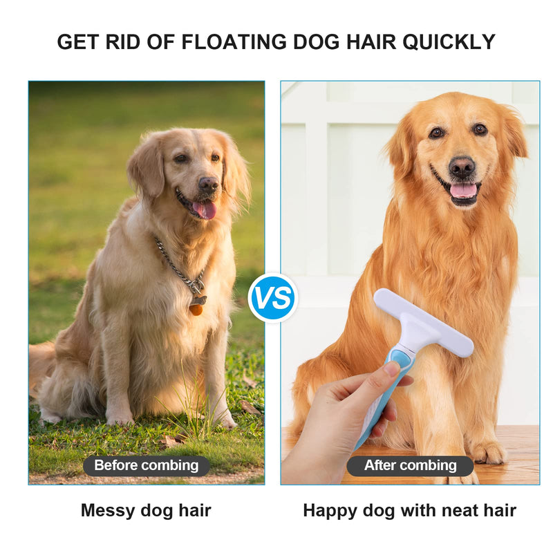 Pet Grooming Brush - Undercoat Rake for Dogs, Cats, Dematting Deshedding Brush Comb - Ideal for Thick, Long Hair, Matted Pets - Professional Shedding Tool - Blue - PawsPlanet Australia
