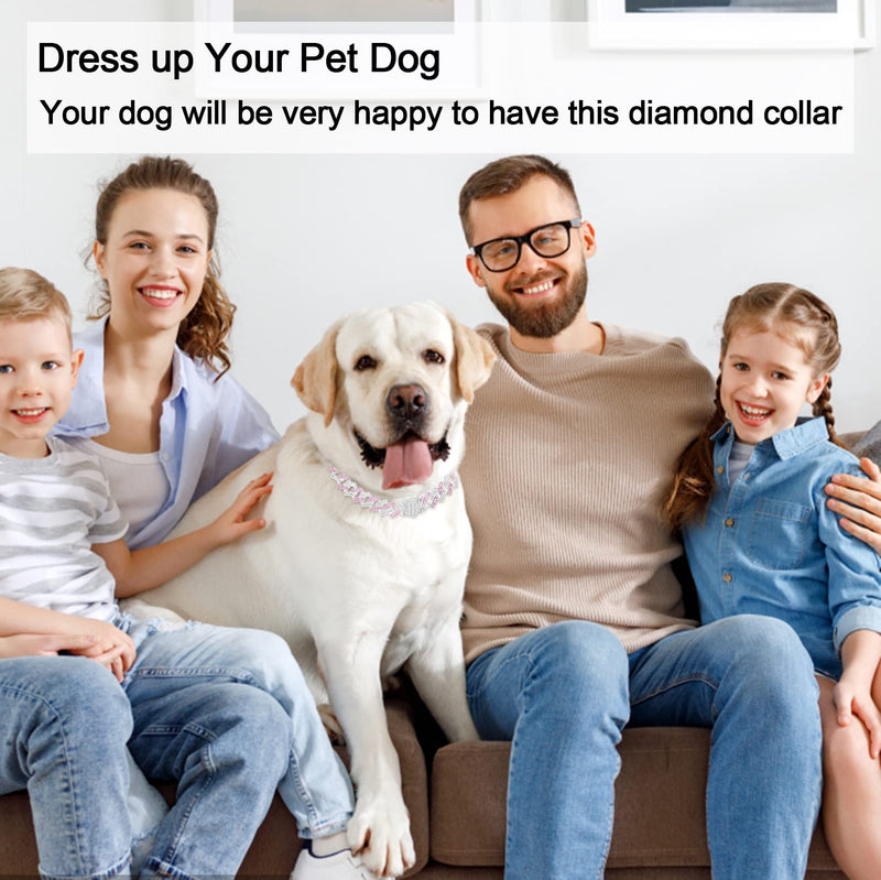 Metal Diamond Dog Chain Dog Training Chain with Secure Buckle Pet Collars for Large Medium Dogs 16in Pink white - PawsPlanet Australia