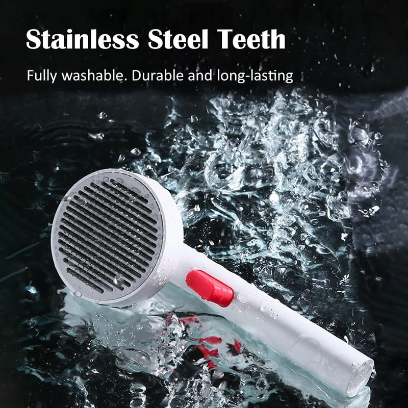 Cat Brush Dog Brush with Release Button,Brush for Shedding for Long Short Haired Cats Dogs,Cat Brushes for Indoor Cats Shedding,Pet Supplies Hair Remover Tool,Brush Grooming Kit (white) white - PawsPlanet Australia