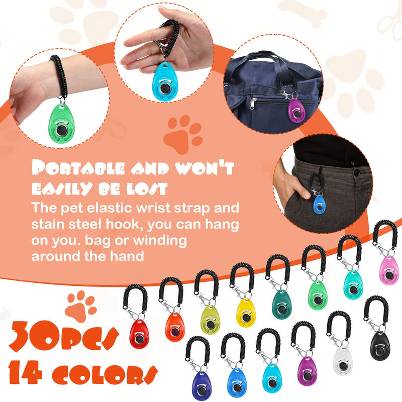 30 Pcs Dog Training Clicker Pet Training Clicker with Wrist Strap Dog Clicker Cat Clicker Pet Clicker Bird Clicker Puppy Training Supplies for Dogs Cats Horses Birds Behavioral Training Accessories - PawsPlanet Australia
