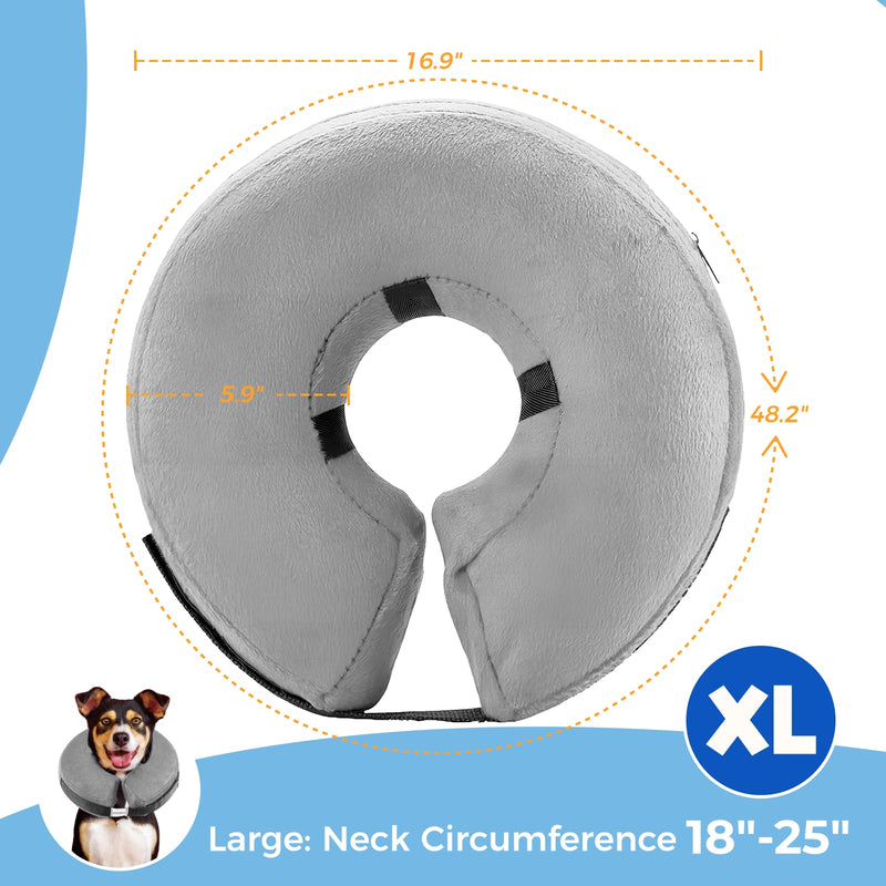 Dog Inflatable Cone Collar for XLarge Dogs,Grey [Neck:18"-25"] X-Large Grey - PawsPlanet Australia