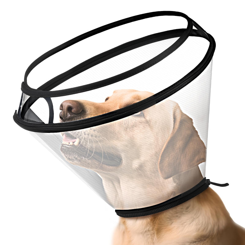 BONTHEE Dog Cone Collar for Surgery Recovery,Adjustable Transparent Pet Recovery Collar for Large Medium Small Dogs & Cats, Protective Elizabethan E-Collar for Wound Healing, Anti-Lick & Bite-S S