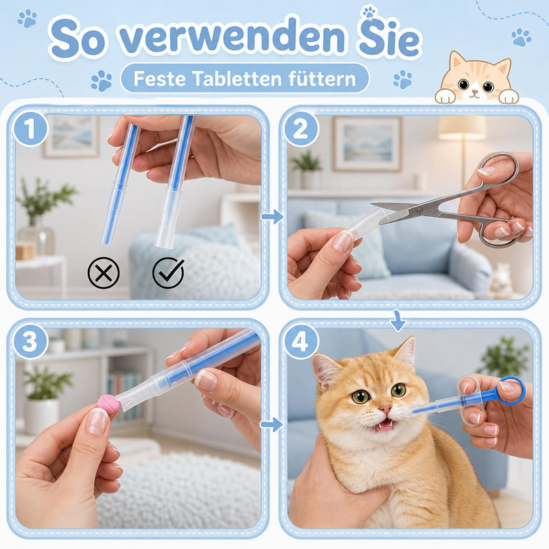 4 Pcs Tablet Dispenser for Cats, Pill Administering Device for Cats, Easy Medication Administration, Gentle Application for Animals, Practical Aid for Pet Owners and Veterinarians