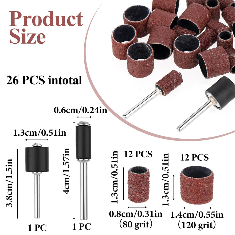26 Pack Pet Nail Grinder Replacement Kit Sanding Drum Set with Grit Sanding Bands Dog Nail Smoother Dog Claw Care Pet Claw Grooming Supplies, 2 Sizes 1/2 Inch 120 Grit /0.31 inches 80 Grit - PawsPlanet Australia