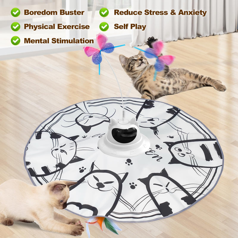 Cat Toys Interactive Rechargeable 2in1 Hide and Seek, Spinning Butterfly, Moving Feather Automatic Kitten Toys for Indoor Cat Exercise Chasing for All Ages Cats Meow - PawsPlanet Australia