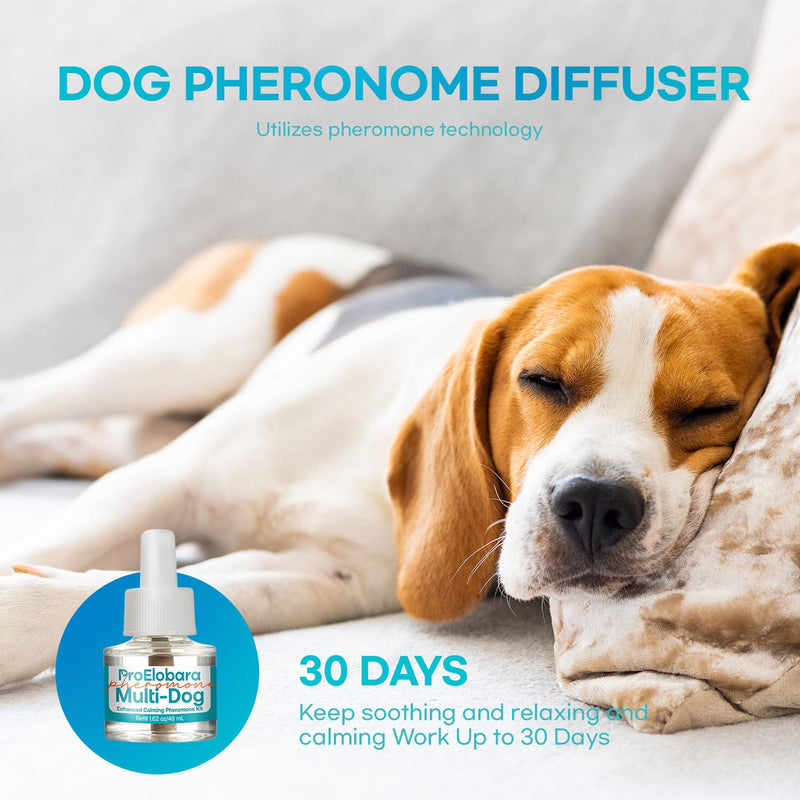 Dog Calming Pheromone Anxiety Diffuser: Dog Calming Pheromones Anti Anxiety Plug Diffuser - Anti Anxiety Calming Pheromone Diffuser for Dogs - Calm Dogs Stress Relief 1 Diffuser & 2 Pheromone Refills Blue