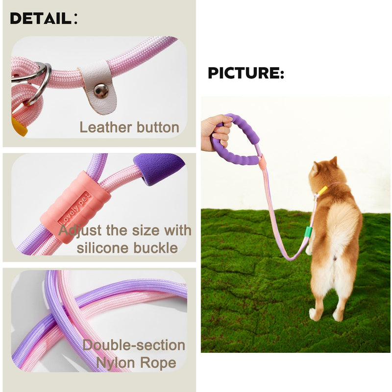 Slip Lead Dog Leash,Comfortable NBR Handle,Nylon Rope Lead for Control Safety Training,Preventing Dogs from Suddenly Rushing,Leashes for All Dogs (Double-Section Style：Blue-5ft*1/2inch) Double-section style：Blue-5ft*1/2inch - PawsPlanet Australia