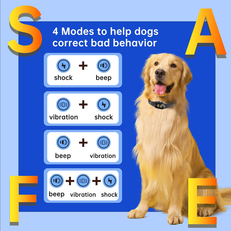 Dog Bark Collar, Rechargeable Bark Collar for Large Dog, IP67 Waterproof Anti Barking Collar Dogs with Adjustable Sensitivity for Medium and Small Dogs (Matte Black) Matte Black - PawsPlanet Australia