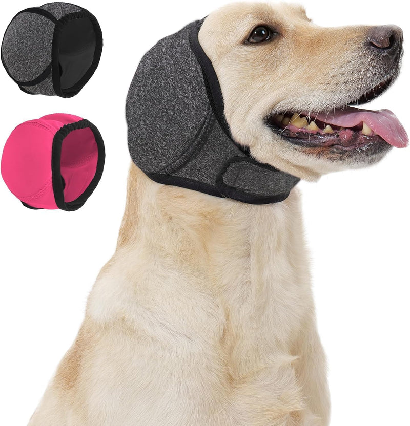Dog Calm Hoodie Ear Wraps for Dogs, Waterproof Dog Swim Cap, Ear Cover Muffs for Anxiety Relief Noise Cancelling, Dog Head Warp Ear Protection for Hematoma Fireworks Bath Swim Blow Drying(M,Greye) Medium(Head Circle:14"-19") GREY