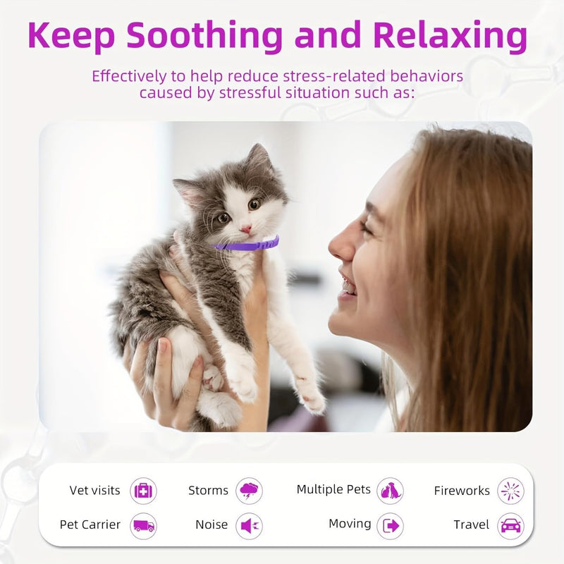 4 Pack Calming Collar for Cats and Kittens Pheromone Collar Efficient Pheromones Calm Relaxing Comfortable Breakaway Collars Adjustable for Small, Medium Large Cat
