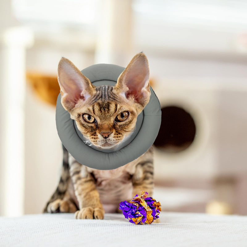 Cat collar size S with cotton fabric, anti-lick recovery collar for postoperative wound care and neck protection in cats