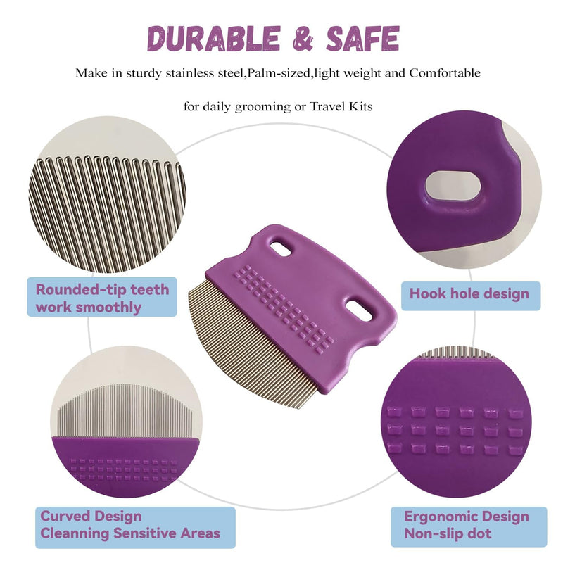 2 Pack Professional Pets Eye Combs,Pets Grooming Comb Kit,Stainless Steel Tear Stain Remover for Cats & Dogs,Flea Lice Comb,Gentle Curved Comb Teeth,Precisely Removes Stains (2pcs eye combs) 2pcs eye combs