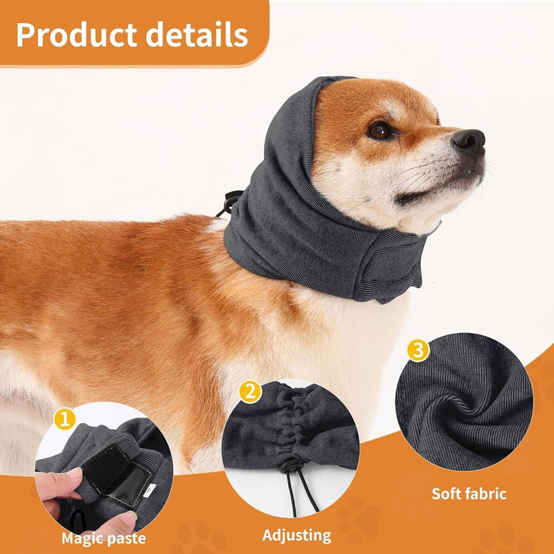 Ear Protection for Dogs - Dark Grey M, Soft Neck and Ear Protection with Noise Reduction, Waterproof Pet Accessory for Soothing Stress Situations
