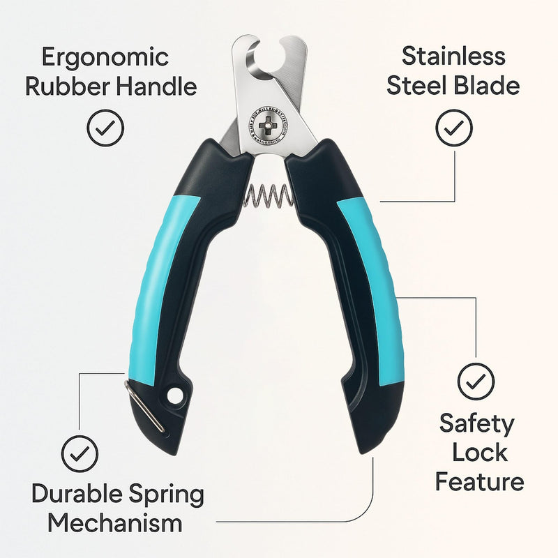 Professional Dog Nail Clippers with Safety Guard – Sharpe Stainless Steel Blades & Ergonomic Handle for Easy Nail Trimming of Medium to Large Dogs & Cats - PawsPlanet Australia