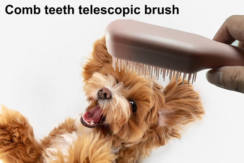 Scalable Small Grooming Dog Brush, Puppy Massaging Hair Brush, for Small Dogs Cats Rabbits of All Hair Types (Deep Pink) Deep Pink - PawsPlanet Australia