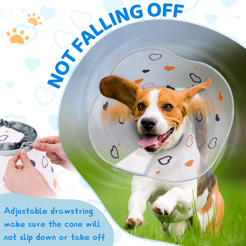 Dog Cone After Surgery - Soft, Comfortable, Adjustable Recovery Collar for Large, Medium, Small Dogs - Stop Licking with Soft Protect Edge (Love, M) Love