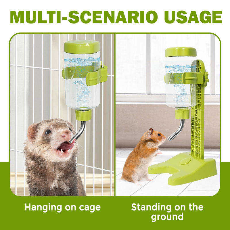 Vannon 13oz Pet Standing Water Dispenser Top Fill Pet Water Bottle Dispenser with Stand Pet Slow Water Bottle for Small Animals, BPA Free, Adjustable Height, Green - PawsPlanet Australia