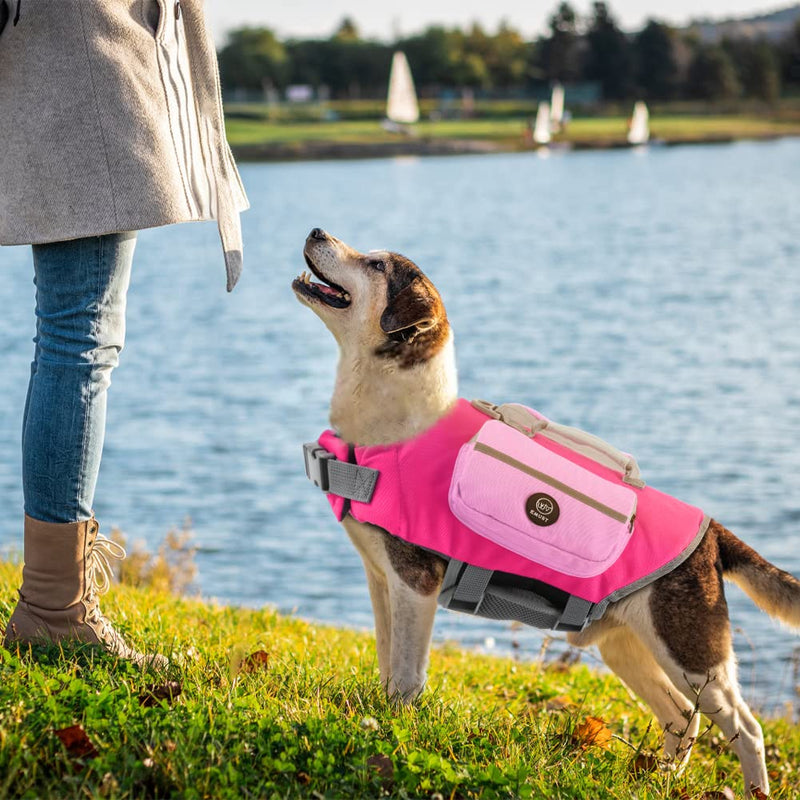 EMUST Life Vests for Dogs, Lightweight Small/Medium/Large Dog Life Preserver, Extra Large Dog Life Jacket for Swimming/Boat/Water, Life Jacket for Large Dogs, Pink XL X-Large - PawsPlanet Australia