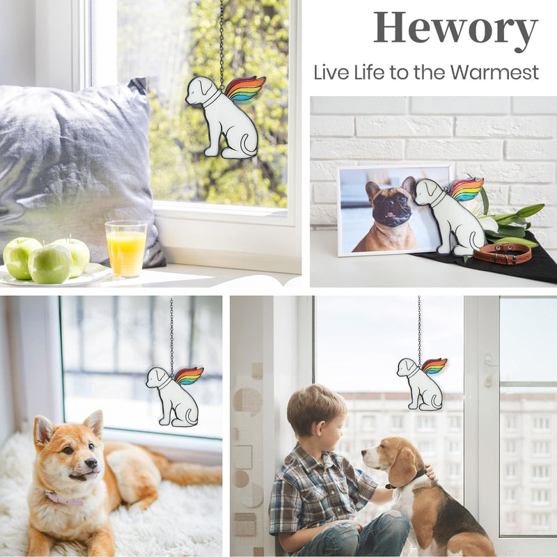 Hewory Loss Dog Sympathy Gifts: Dog Memorial Gifts for Loss of Dog Sympathy Gift Stained Glass Window Hanging, Pet Bereavement Rainbow Wings Dog Passing Away Remembrance Memory Ornament for Dog Lovers - PawsPlanet Australia