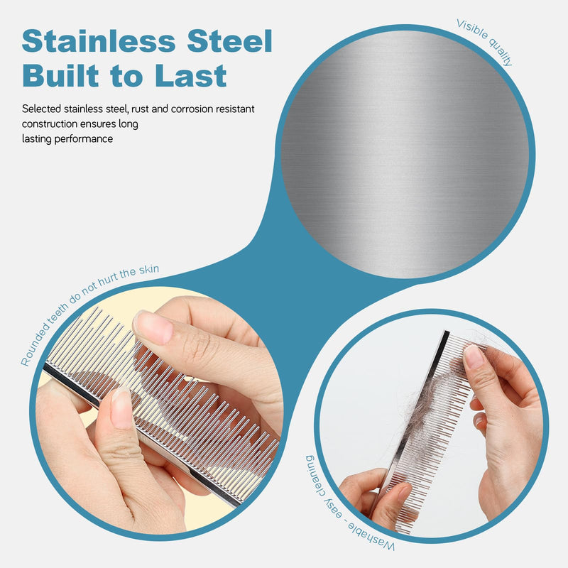 6 inches Stainless Steel Cat Comb for Long Hair—Gently Removes Mats & Smooths Fur, Captures Shed Hair to Prevent Knots—Designed for Long-Haired Cats & Indoor Pets ﻿ Medium - PawsPlanet Australia