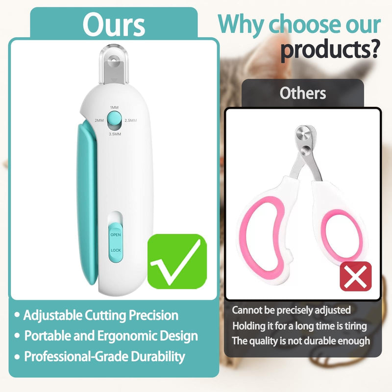 Cat Nail Clipper, Cat Nail Trimmer with Adjustable 3-Size Trimming Hole & Hidden Nail File, Anti-Splash Claw Cutter with Debris Catcher for Kittens, Cats & Small Pets Home Grooming Blue - PawsPlanet Australia