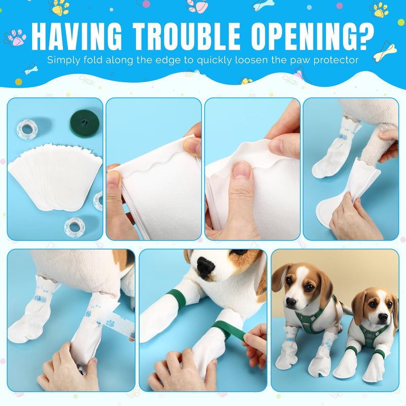 100 Pcs Disposable Dog Paw Protector Adjustable Pet Boots Dog Feet Covers for Paw Protection with Self Adhesive Bandage for Small Medium Large Dogs Indoor Outdoor Walking Foot Muffs - PawsPlanet Australia