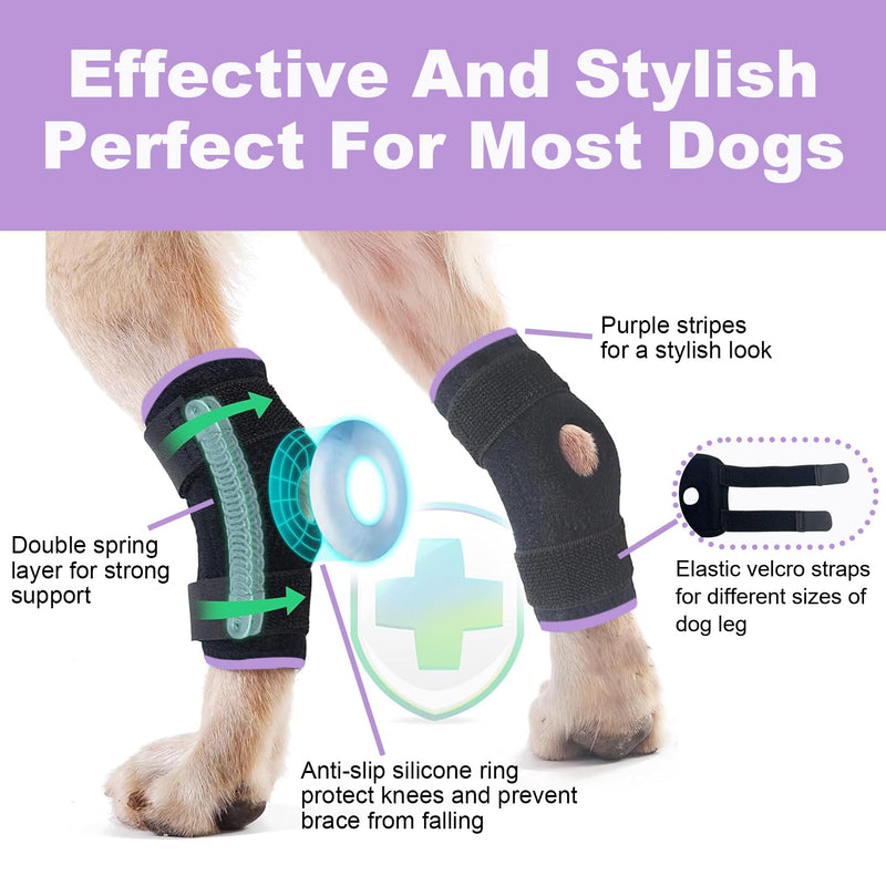 Dog Leg Brace for Back Leg Rear Leg Hock Ankle, Dog Hip Brace for Sprains, Torn Ligaments and Post-Op, Strong Support Help, Lightweight, Promotes Faster Recovery and Reduce Pain, 1 Pair, Large Violet - PawsPlanet Australia