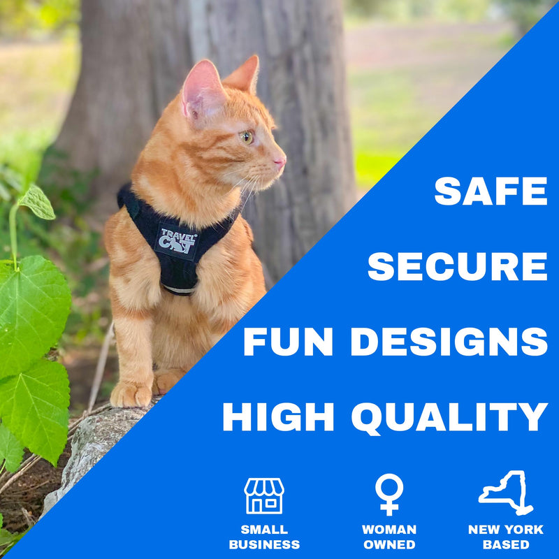 Travel Cat & Stray Cat Harness and Leash Set - Adjustable Fit Mesh Cat Harness and Reflective Strap - Comfort Escape Proof Harness for Cats, Kitten for Outdoor Walking,Hiking (Small, Black) S - PawsPlanet Australia