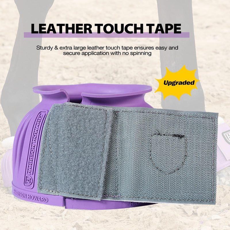 Harrison Howard Rubber Bell Boots Leather Touch-Close Overreach Boots Hoof Protection for Horses Sold in Pairs Violet L - PawsPlanet Australia