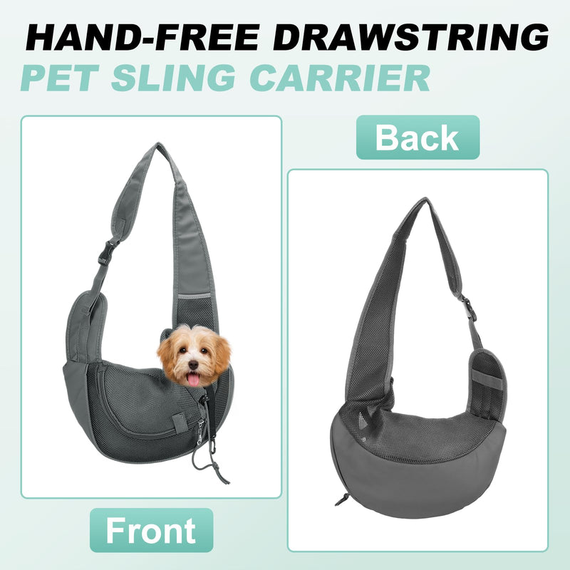 Dog Sling Carrier for Small Pet Up to 13.2 lbs Hand-Free Drawstring Pet Sling Carrier with Safety Hook & Adjustable Strap, (Black, 1 Pcs) Intended for Hiking and Camping Black Large (Up to 13.2lbs) - PawsPlanet Australia