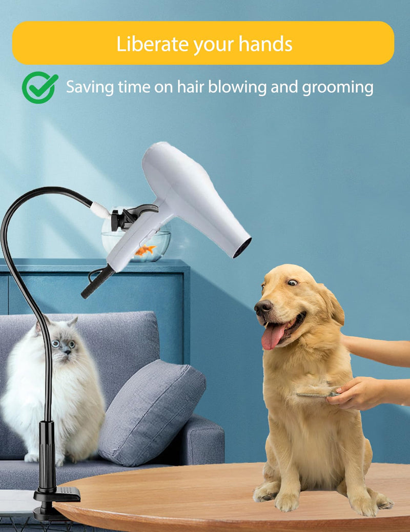 Dog Hair Dryer Holder, Convenient Stable, Hands Free hair dryer stand, 360 Degree Rotating, Adjustable Hair Dryer Clamp Mount for Dog Cat Grooming Table Countertop - PawsPlanet Australia
