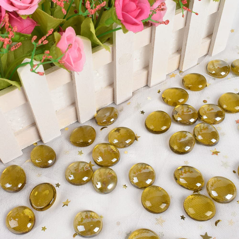 HUIANER Flat Glass Marbles 1lb, 100PCS Yellow Flat Gems Glass Beads for Vase Filler Garden Aquarium Tank Pebbles Table Floral Decoration - PawsPlanet Australia