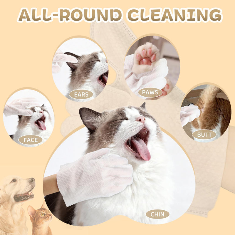 4 in 1 Pet Glove Wipes for Dogs & Cats, 7 Plant Extracts, Hypoallergenic Pet Cleaning Wipes, Dog Washing Gloves Extra Thick, Lick-Safe, Rinse Free for Grooming and Travel, 6PCS Fruit Scent 6 Count – Travel Pack - PawsPlanet Australia