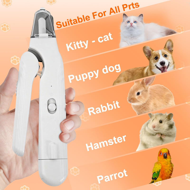2-in-1 Dog Nail Grinder & Cat Nail Clippers Trimmers for Large Medium Small Dogs Cats Claw Trimmer Quick Sensor with 2 LED Lights Safety Guard USB Rechargeable Dogs Nail Trimmer (White) White - PawsPlanet Australia