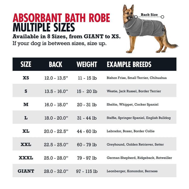 Tuff Pupper Fast Drying Dog Bath Robe | 800 GSM Plush Dog Towel Bathrobe/Dressing Gown | Super Absorbent Pet/Puppy Bathrobe | Adjustable Hood & Belly Strap | Super Soft | Fast Drying (XL, Gray) X-Large - PawsPlanet Australia