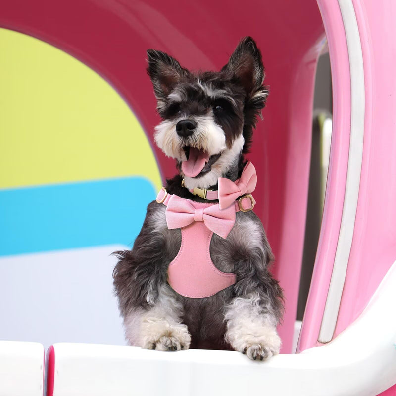 Beirui Adorable Small Dog Harness Collar Leash Set,Cute Puppy Harness with 3 Bows for XS Dogs,Yorkie,Adjustable Step-in Vest for Walking,Parties&Holiday Outfits(Pink,XS) XS: Fit 4-8lbs Pink - PawsPlanet Australia