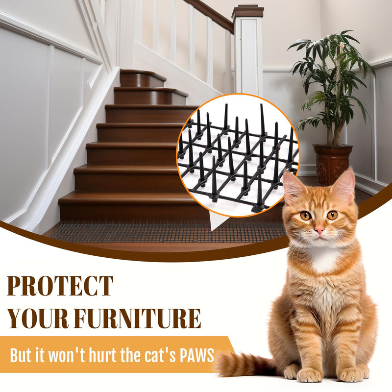 118"x 11.8" Cat Scat Mat for Cats with Spikes, Scat Mats for Dogs, Prickle Strips Digging Stopper Outdoor Deterrent Mat for Indoor Garden includes 8 Garden Staples 121.2"L x 118.0"W x 11.8"Th - PawsPlanet Australia