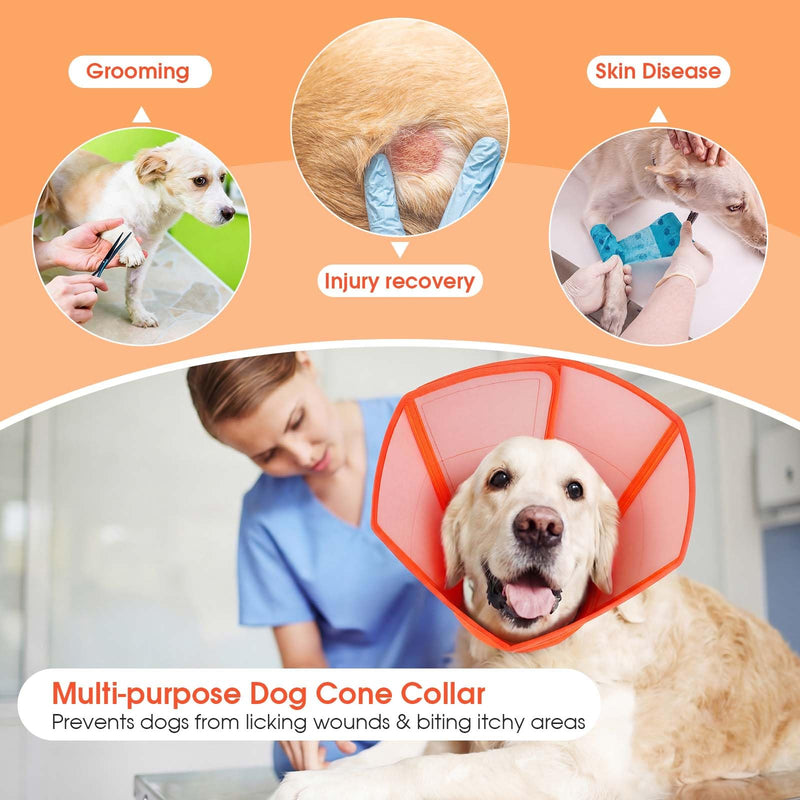 Allroaring Soft Dog Cone Collar Post Surgery Recovery,Waterproof Dogs Elizabethan Collar for Spay & Neuter Cones of Shame with Comfy Neck Padded Adjustable Cone to Stop Licking for Small Dog S Orange