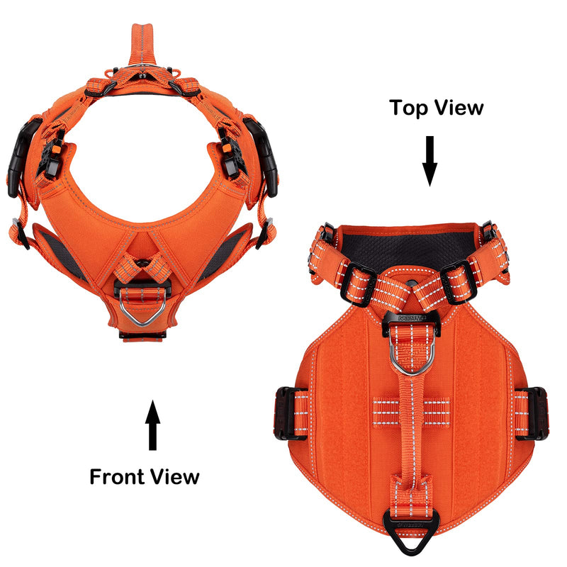 ICEFANG GN8 Quick-Moving Tactical Dog Harness with 2xMetal Buckles for Medium Sized Dogs,Reflective K9 Vest,No-Pull Front Leash Clip,5-Points Adjustable Pet Harness (Orange, Medium (Pack of 1)) Medium (Pack of 1) Orange - PawsPlanet Australia